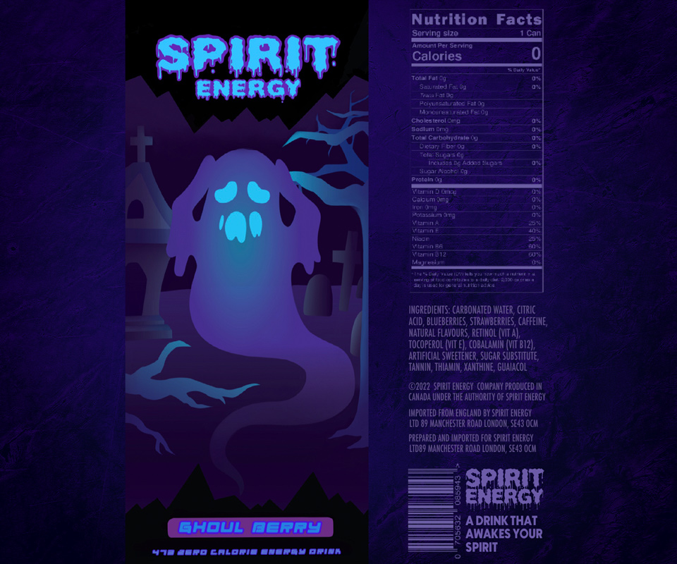 Spirit Energy Packaging Label